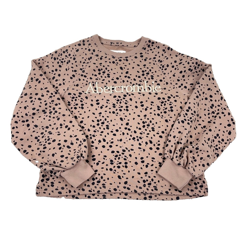Abercrombie‎ & Fitch Sweatshirt Women Small Crop Top Cheetah Leopard Print